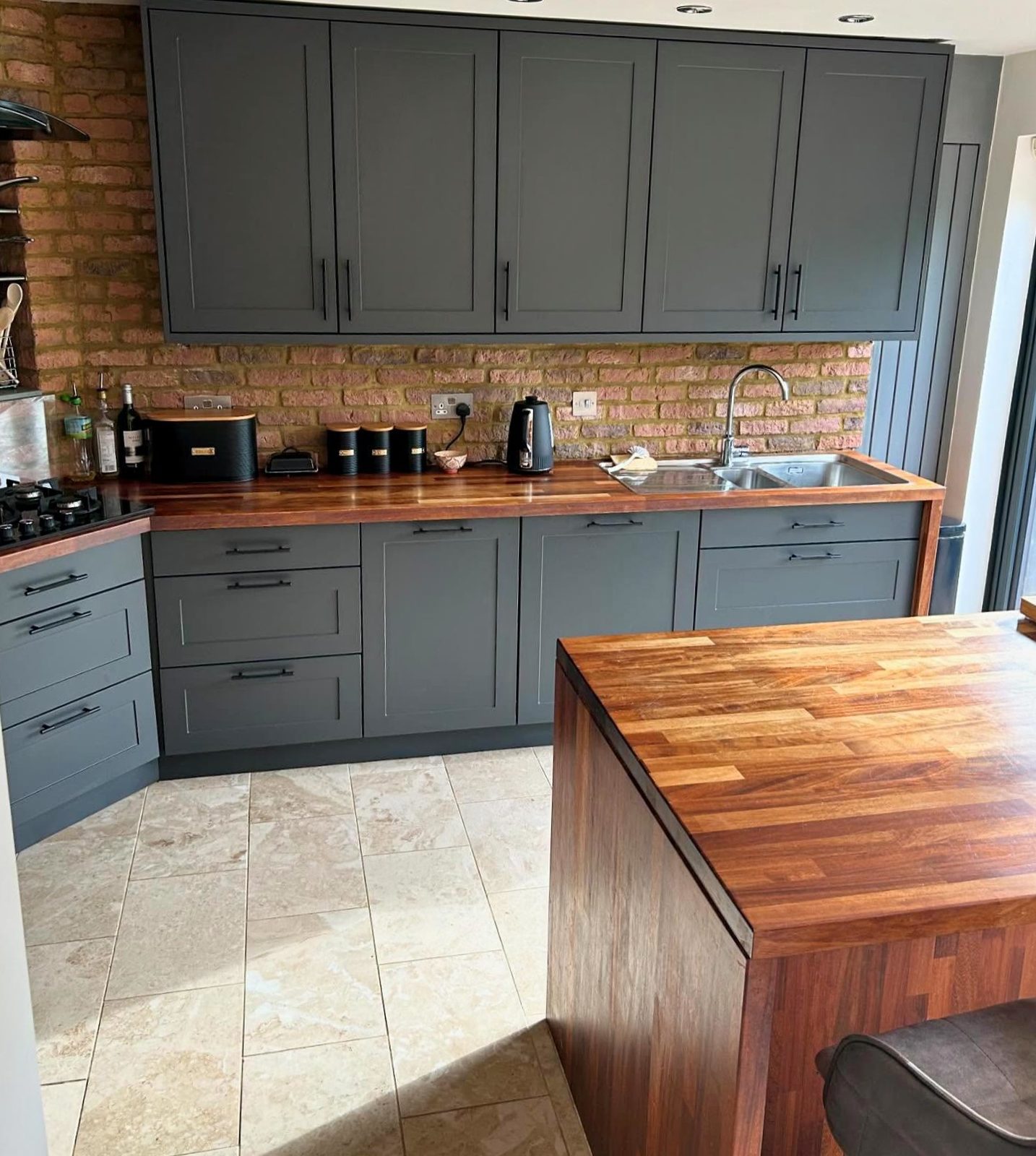 Kitchen after modern door replacement and cabinet refacing
